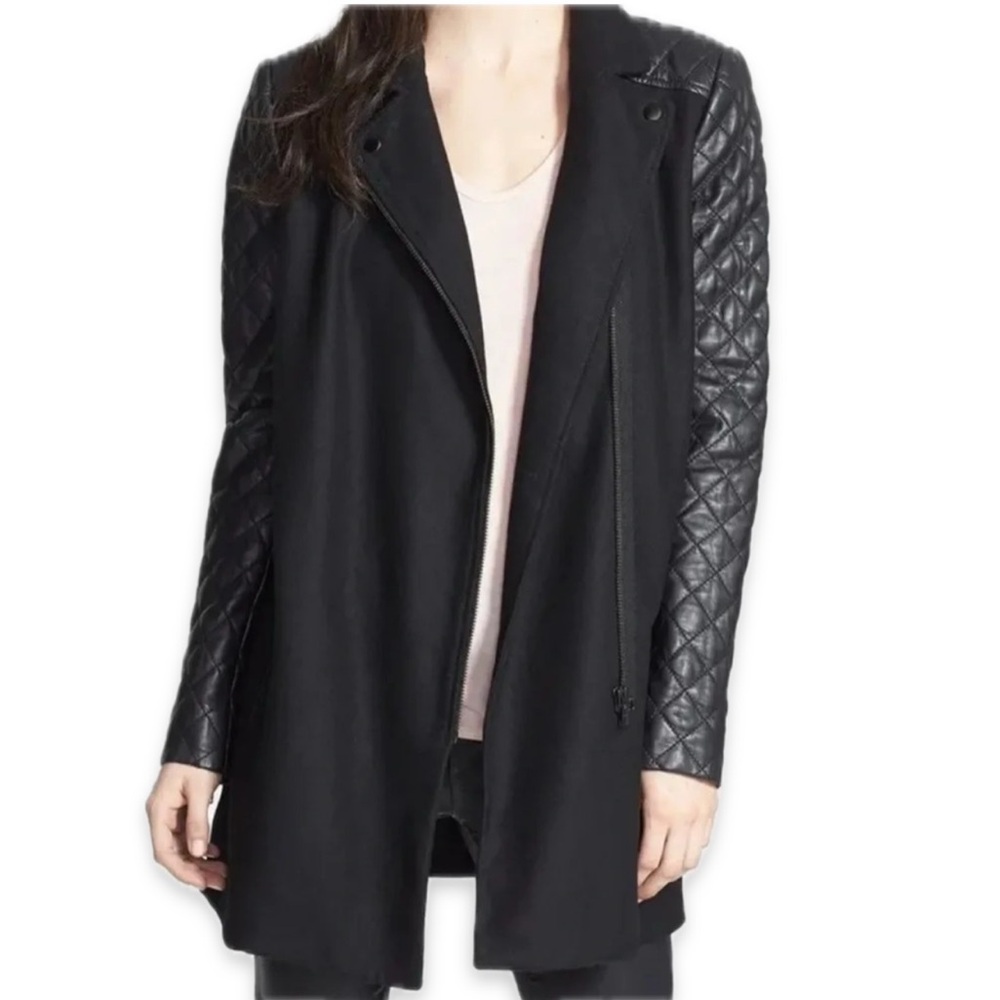 Trouve Quilted Leather Asymmetrical Zip Jacket Size Medium